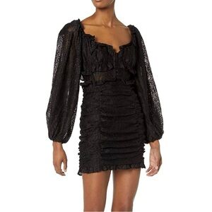 ASTR the Label Womens Lace Mini Cocktail and Party Dress Black Lace M